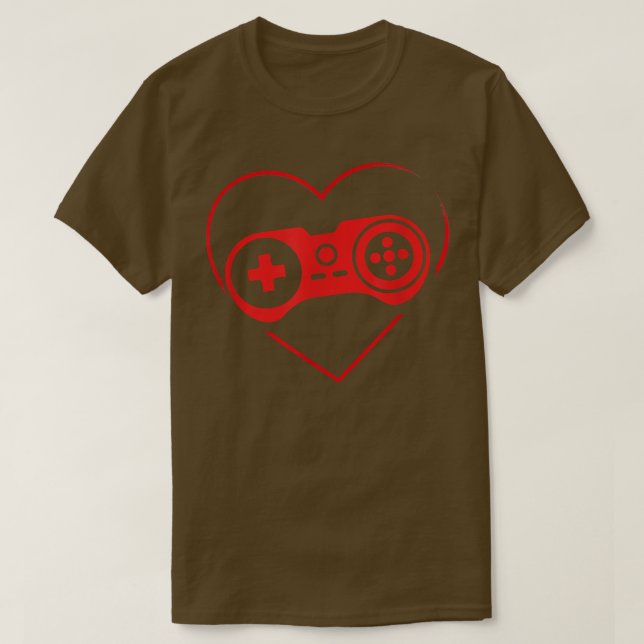 Video Game Controller Heartbeat Valentine's Gamer  T-Shirt (Design vorne)
