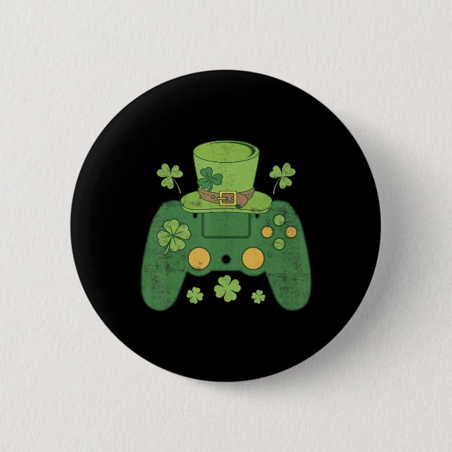 Video Game Controller Irish Gamer Boys Happy St Pa Button (Vorderseite)