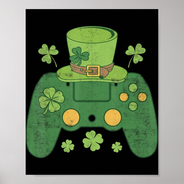 Video Game Controller Irish Gamer Boys Happy St Pa Poster (Vorne)