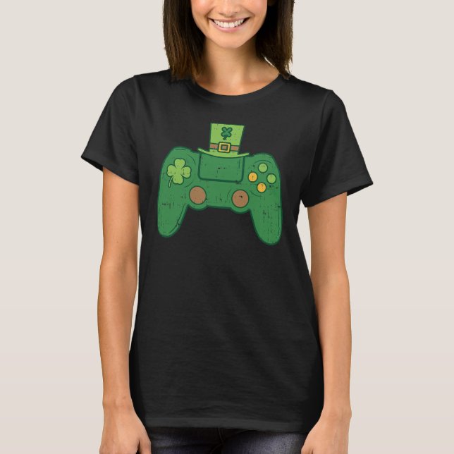 Video Game Controller Irish Gamer Boys St Patricks T-Shirt (Vorderseite)