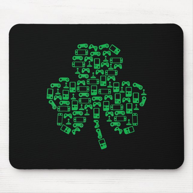 Video Game Controller Kleeblatt Irish Gamer St Pat Mousepad (Vorne)
