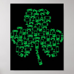 Video Game Controller Kleeblatt Irish Gamer St Pat Poster