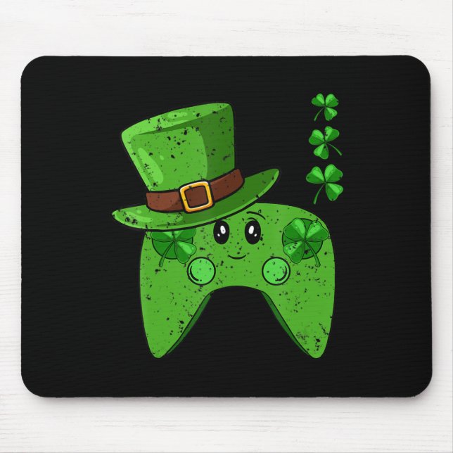 Video-Game-Controller-Kleeblatt St Patricks Day Ga Mousepad (Vorne)