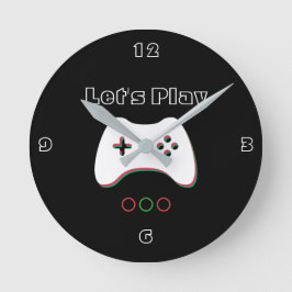 Video Game Controller, Let's Play, Red & Green Art Runde Wanduhr