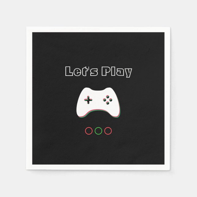 Video Game Controller, Let's Play, Red & Green Art Serviette (Vorderseite)