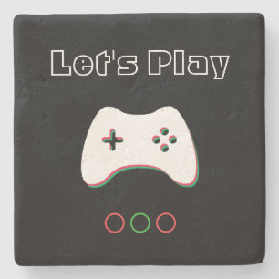 Video Game Controller, Let's Play, Red & Green Art Steinuntersetzer