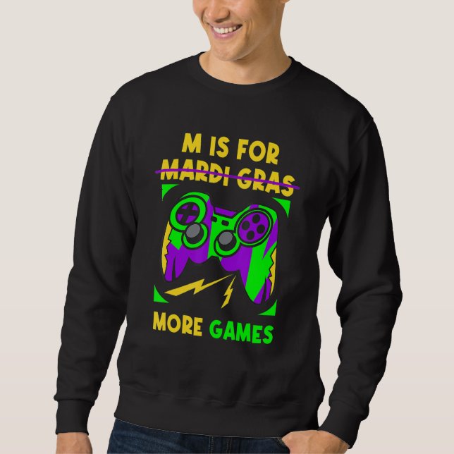 Video Game Controller Mardi Gras Carnival Party Bo Sweatshirt (Vorderseite)