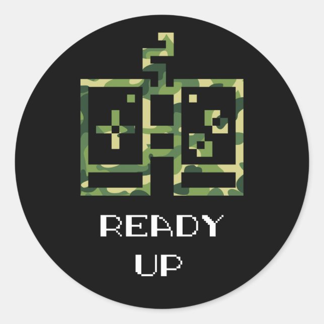 Video Game Controller Ready Up Gamer Runder Aufkleber (Vorderseite)
