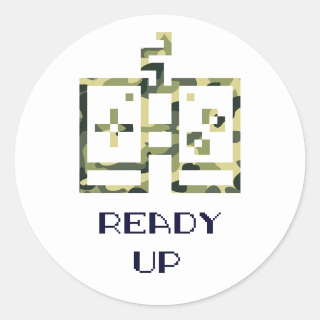 Video Game Controller Ready Up Gamer Runder Aufkleber (Vorderseite)