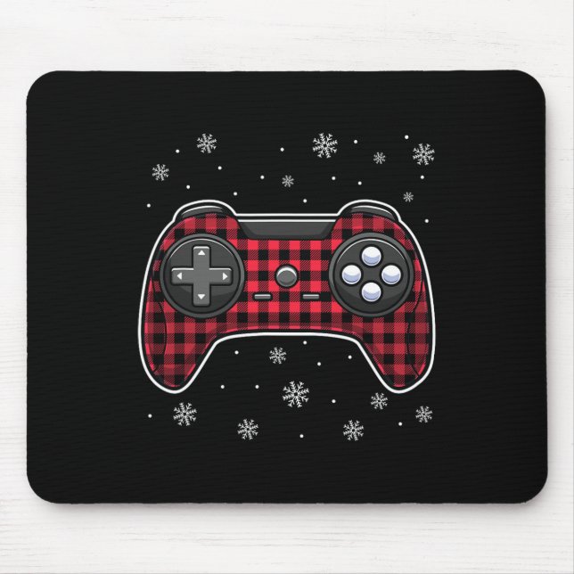 Video Game Controller Red Kariert Gamer Boys Kinde Mousepad (Vorne)
