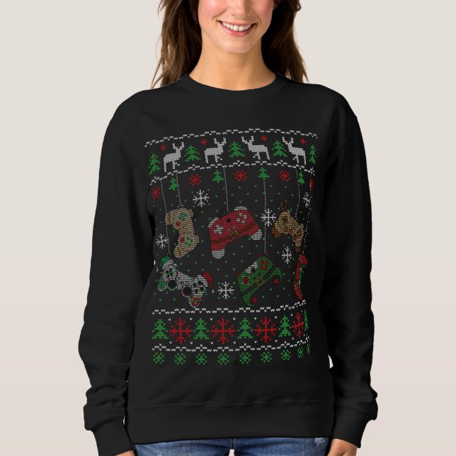 Video Game Controller Santa Elf Ugly Weihnachtsjun Sweatshirt (Vorderseite)