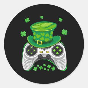 Video Game Controller Shamrock Gamer St. Patrickst Runder Aufkleber
