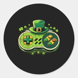 Video Game Controller St. Paddys Gamer Boys Runder Aufkleber