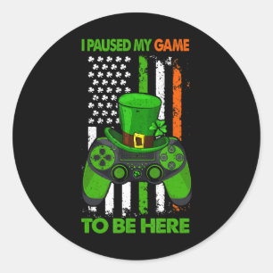 Video Game Controller St Patricks Kleeblatt Irish  Runder Aufkleber