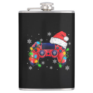 Video Game Controller Weihnachten Santa Hut Gamer Flachmann