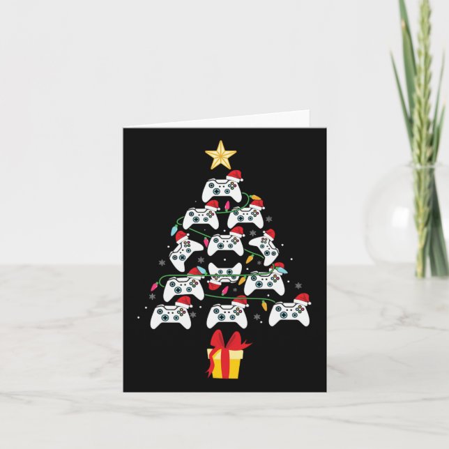 Video Game Controller Weihnachten Weihnachtsbaum W Karte (Vorderseite)