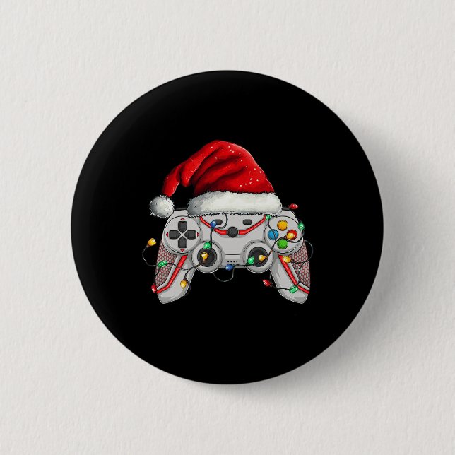 Video Game Controller Weihnachts-Weihnachtsmannmüt Button (Vorderseite)