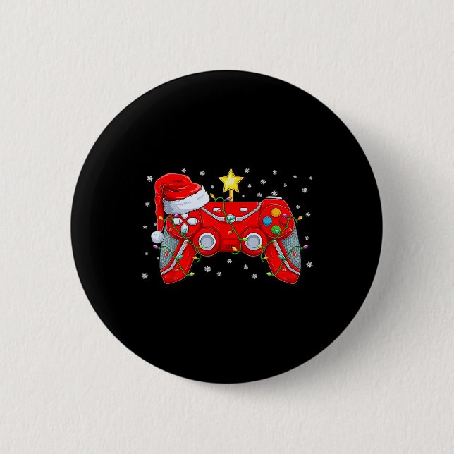 Video Game Controller Weihnachts-Weihnachtsmannmüt Button (Vorderseite)