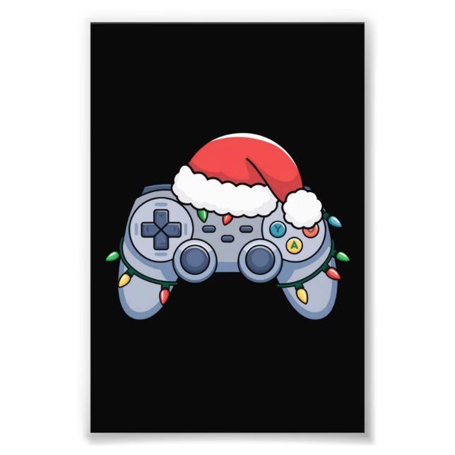 Video Game Controller Weihnachts-Weihnachtsmannmüt Fotodruck (Vorne)
