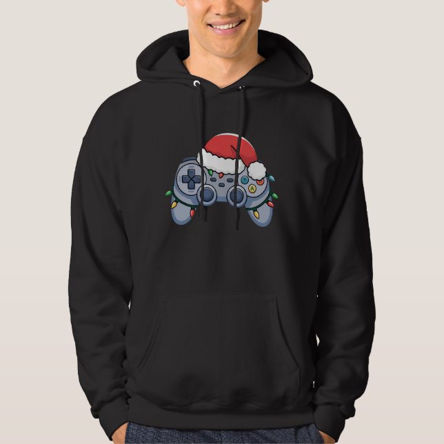 Video Game Controller Weihnachts-Weihnachtsmannmüt Hoodie (Vorderseite)