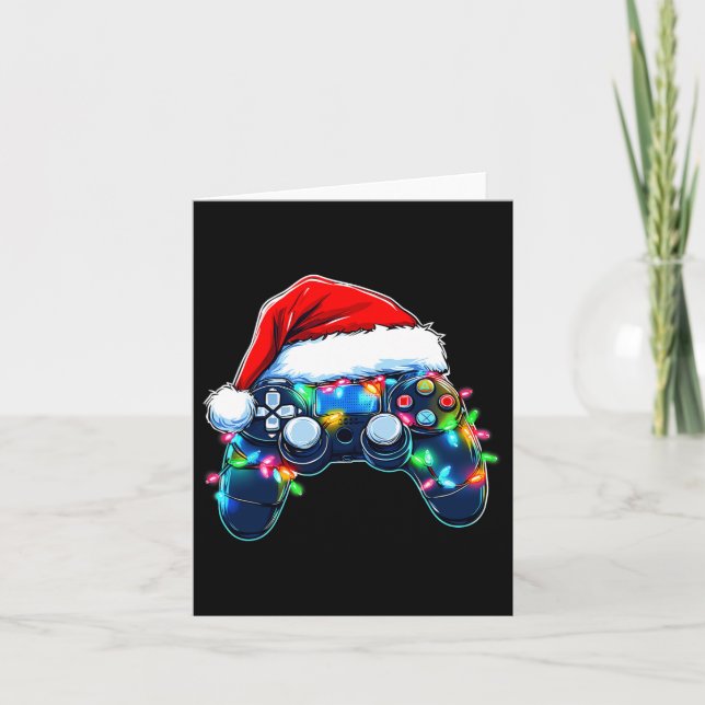 Video Game Controller Weihnachts-Weihnachtsmannmüt Karte (Vorderseite)