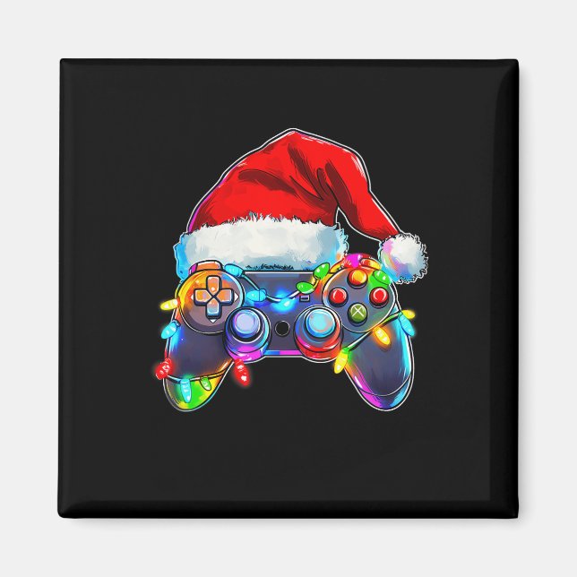 Video Game Controller Weihnachts-Weihnachtsmannmüt Magnet (Vorne)