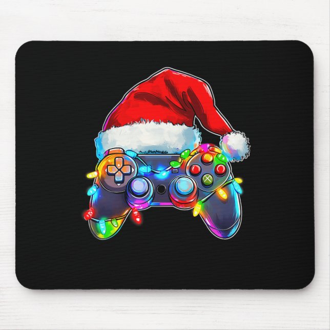 Video Game Controller Weihnachts-Weihnachtsmannmüt Mousepad (Vorne)