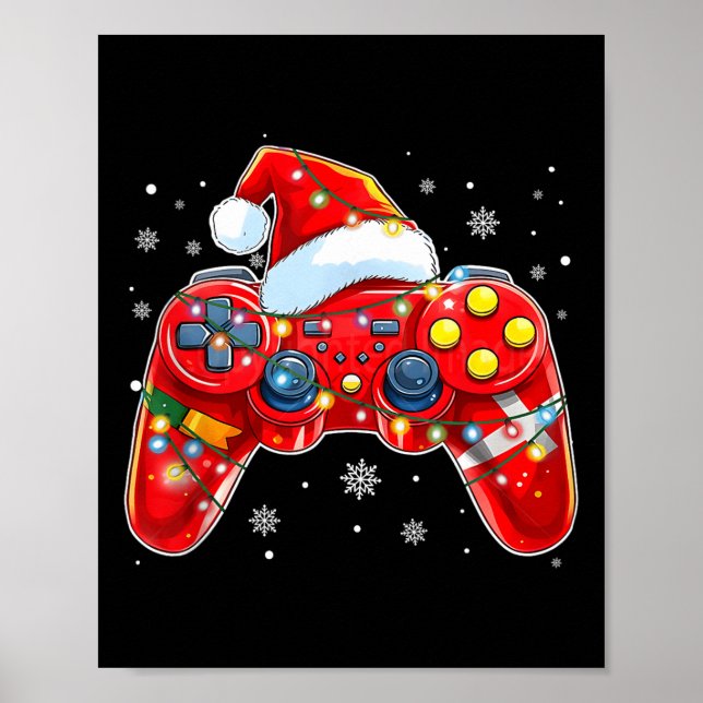 Video Game Controller Weihnachts-Weihnachtsmannmüt Poster (Vorne)