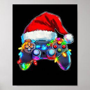 Video Game Controller Weihnachts-Weihnachtsmannmüt Poster