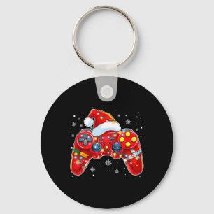 Video Game Controller Weihnachts-Weihnachtsmannmüt Schlüsselanhänger
