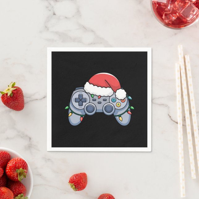Video Game Controller Weihnachts-Weihnachtsmannmüt Serviette (Beispiel)