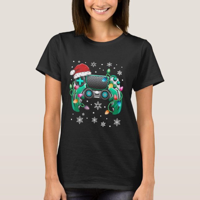 Video Game Controller Weihnachts-Weihnachtsmannmüt T-Shirt (Vorderseite)
