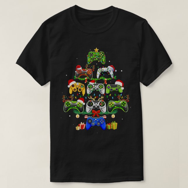 Video Game Controller Weihnachts-Weihnachtsmannmüt T-Shirt (Design vorne)
