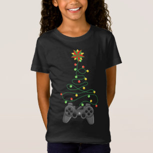 Video Game Controller Weihnachtsbaum Lichter Funny T-Shirt