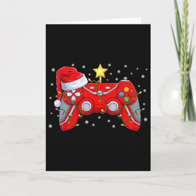 Video Game Controller Weihnachtsmann Mütze Gamer B Karte (Vorderseite)