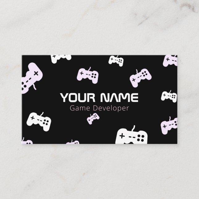 Video Game Developer Tester Console Black & White Visitenkarte (Vorderseite)