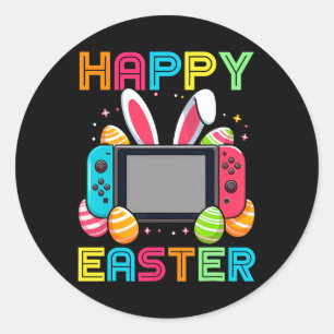 Video Game Easter Bunny Gaming Controller Gamer Bo Runder Aufkleber