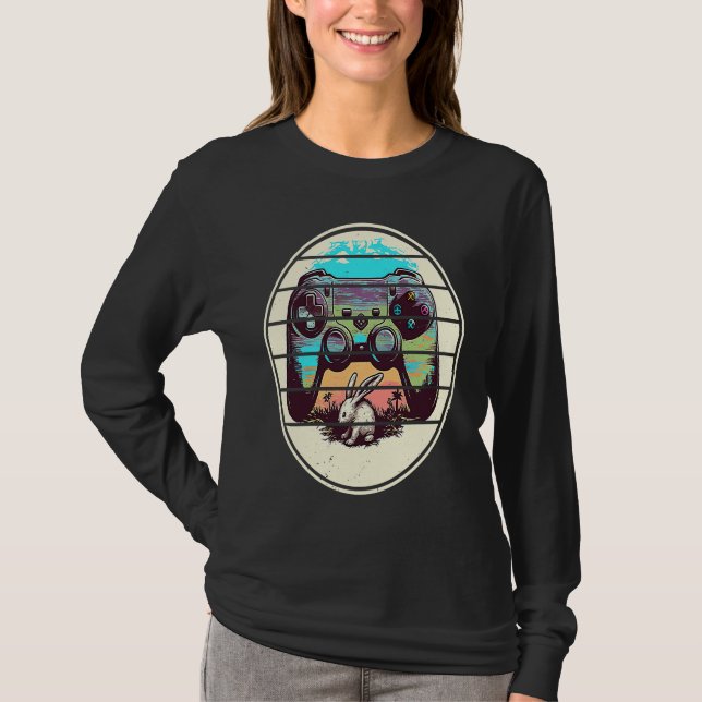 Video Game Easter Bunny Gaming Controller Gamer Bo T-Shirt (Vorderseite)