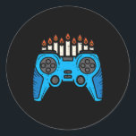 Video Game Gamer Hanukkah Chanukah Men Boy Jugend  Runder Aufkleber<br><div class="desc">Video Game Gamer Hanukkah Chanukah Men Boy Jugend Kinder 1</div>