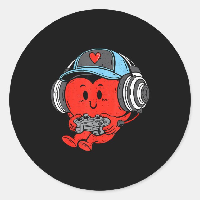 Video Game Gamer Heart Valentines Day Gaming Boys  Runder Aufkleber (Vorderseite)