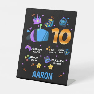 Video Game Gamers farbenfrohe 10 doppelte Ziffern Sockelschild
