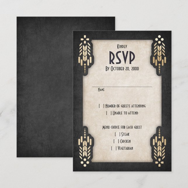 Video Game Geek Black Wedding RSVP Karte (Vorne/Hinten)