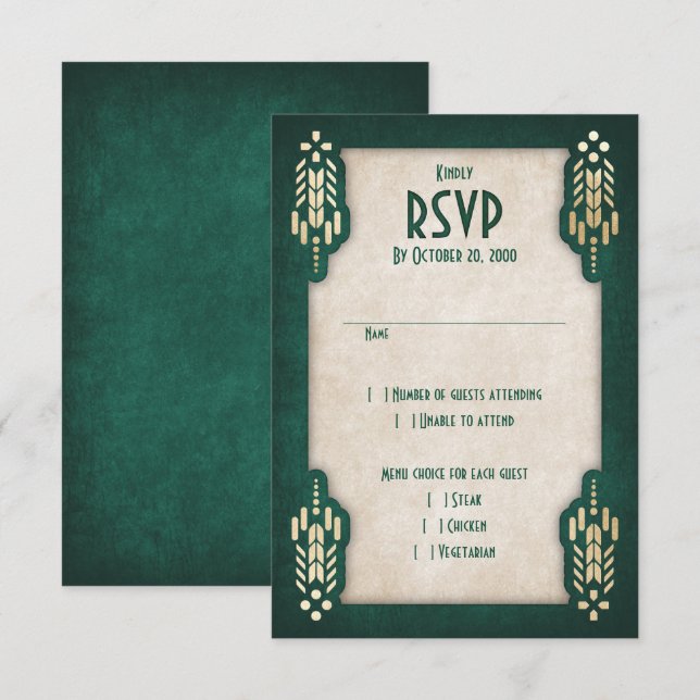 Video Game Geek Green Wedding RSVP Karte (Vorne/Hinten)