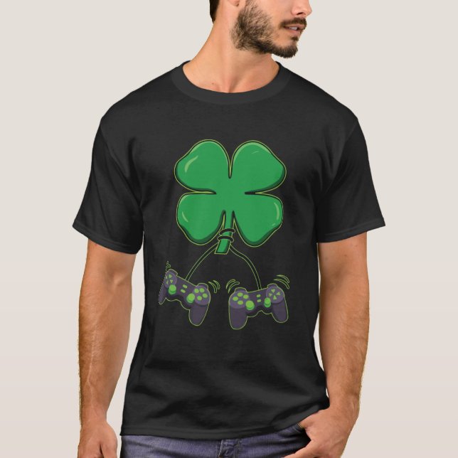 Video Game Kleeblatt Controller St Patrick's Day B T-Shirt (Vorderseite)