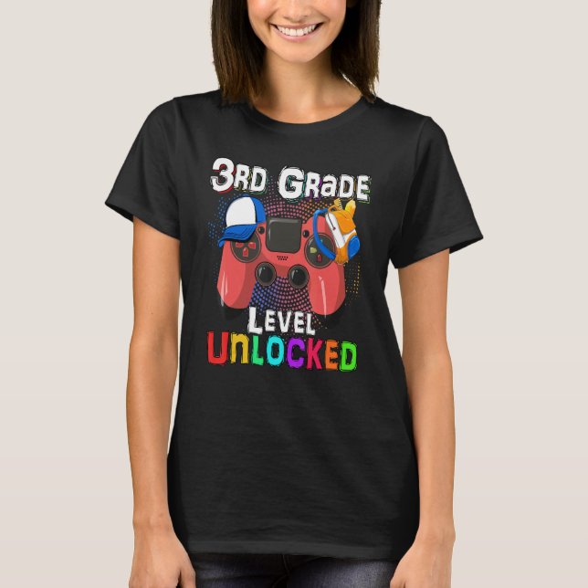 Video Game Level Uncked 3rd Grade Student Teache T-Shirt (Vorderseite)