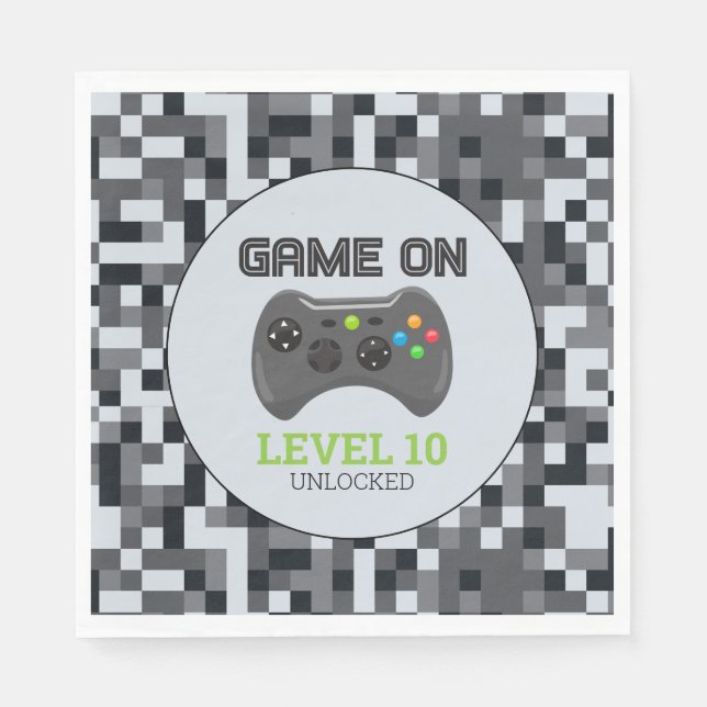 Video Game Level Up Controller Birthday Party Serviette (Vorderseite)