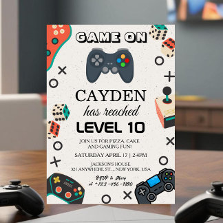Video Game Level up Gamer Birthday Invitation Einladung