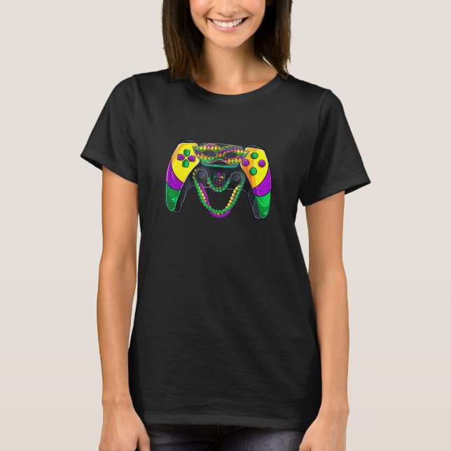 Video Game Mask Beads Kids Mardi Gras Gamer Boys m T-Shirt (Vorderseite)