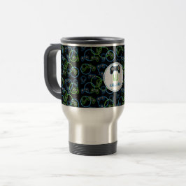 Video Game Neon Blue & Green Muster Monogram Reisebecher