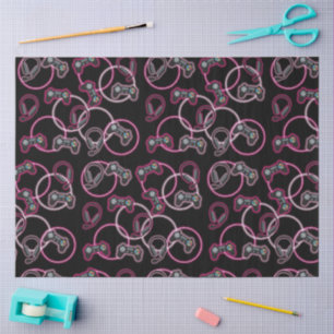 Video Game Neon Pink Girls Muster Seidenpapier